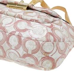 Coach Pink Sequin Signature Canvas And Leather Kristin Tote