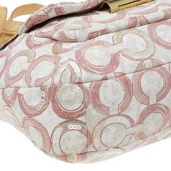 Coach Pink Sequin Signature Canvas And Leather Kristin Tote