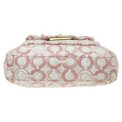 Coach Pink Sequin Signature Canvas And Leather Kristin Tote