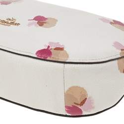 Pre Owned Coach White-Pink Floral Print Leather Chelsea Shoulder Bag