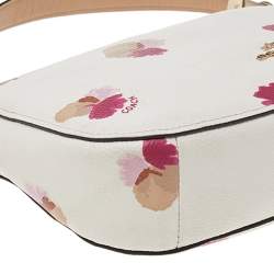 Pre Owned Coach White-Pink Floral Print Leather Chelsea Shoulder Bag
