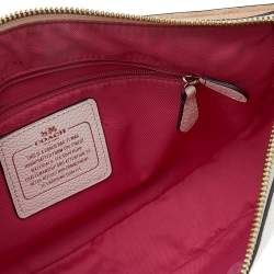 Pre Owned Coach White-Pink Floral Print Leather Chelsea Shoulder Bag