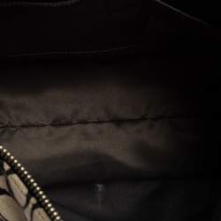 Pre Owned حقيبة هوبو كوتش كانفاس بالشعار وجلد نقشة الثعبان بيج/أسود