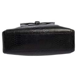 Pre Owned حقيبة هوبو كوتش كانفاس بالشعار وجلد نقشة الثعبان بيج/أسود