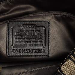 Pre Owned حقيبة هوبو كوتش كانفاس بالشعار وجلد نقشة الثعبان بيج/أسود