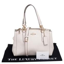 Pre Owned Coach Cream Leather Mini Christie Carryall Double Zip Satchel