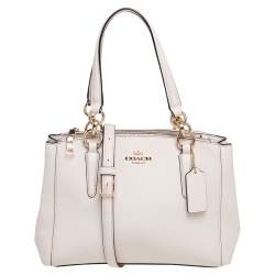 Pre Owned Coach Cream Leather Mini Christie Carryall Double Zip Satchel