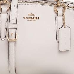 Pre Owned Coach Cream Leather Mini Christie Carryall Double Zip Satchel