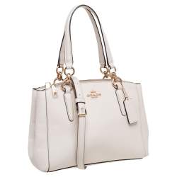 Pre Owned Coach Cream Leather Mini Christie Carryall Double Zip Satchel