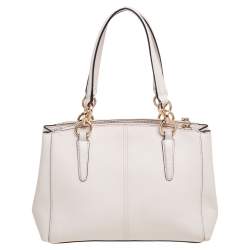 Pre Owned Coach Cream Leather Mini Christie Carryall Double Zip Satchel