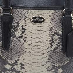 Coach Beige/Dark Brown Python Embossed Leather And Leather Morgan Tote