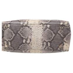 Coach Beige/Dark Brown Python Embossed Leather And Leather Morgan Tote