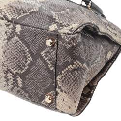Coach Beige/Dark Brown Python Embossed Leather And Leather Morgan Tote