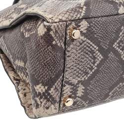 Coach Beige/Dark Brown Python Embossed Leather And Leather Morgan Tote