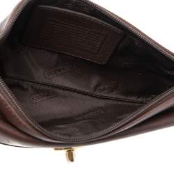 مملوكة مسبقًا Coach Dark Brown Leather Turnlock Wristlet Pouch