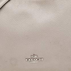 Pre Owned Coach Grey Leather Shoulder Bag