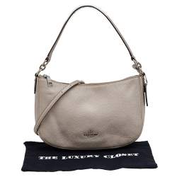 Pre Owned Coach Grey Leather Shoulder Bag
