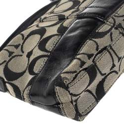 Coach Beige/Black Signature Canvas and Patent Leather Baguette