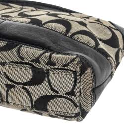 Coach Beige/Black Signature Canvas and Patent Leather Baguette
