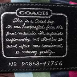 Coach Beige/Black Signature Canvas and Patent Leather Baguette