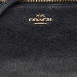 Pre Owned Coach Black Leather Double Zip Crossbody Bag