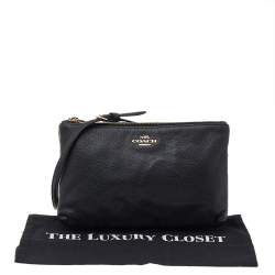 Pre Owned Coach Black Leather Double Zip Crossbody Bag