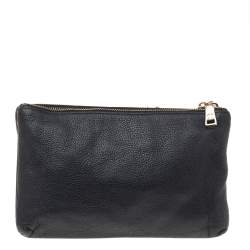 Pre Owned Coach Black Leather Double Zip Crossbody Bag