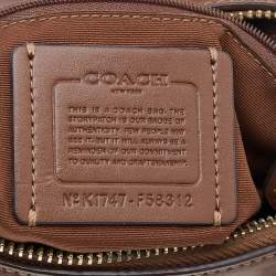 Coach Brown/Beige Signature Coated Canvas And Leather Carryall Boston Bag