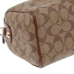 Coach Brown/Beige Signature Coated Canvas And Leather Carryall Boston Bag