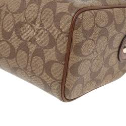 Coach Brown/Beige Signature Coated Canvas And Leather Carryall Boston Bag