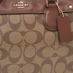 Coach Brown/Beige Signature Coated Canvas And Leather Carryall Boston Bag