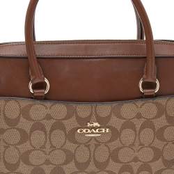 Coach Brown/Beige Signature Coated Canvas And Leather Laptop Bag