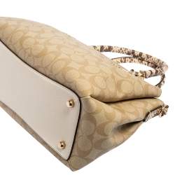 Coach Beige Signature Canvas and Leather Small Christie Carryall Satchel