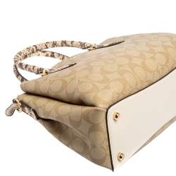 Coach Beige Signature Canvas and Leather Small Christie Carryall Satchel