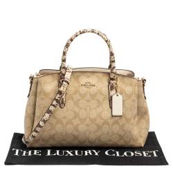 Coach Beige Signature Canvas and Leather Small Christie Carryall Satchel