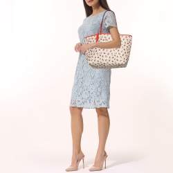 Pre Owned Coach Orange/White Fruit Print Coated Canvas and Leather City Reversible Tote