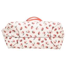 Pre Owned Coach Orange/White Fruit Print Coated Canvas and Leather City Reversible Tote