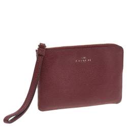 Coach Burgundy Leather Card Case Wristlet
