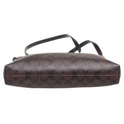 Coach Black/Brown Signature Coated Canvas and Leather Trim Messenger Bag