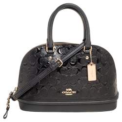 Coach Black Signature Patent and Leather Mini Sierra Satchel Coach