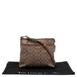 Coach Brown Signature Coated Canvas and Leather Trim Messenger Bag