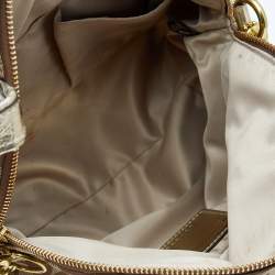 Pre Owned Coach Beige/Gold Leather And Signature Canvas Poppy Satchel