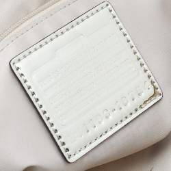 Pre Owned Coach Beige/Gold Leather And Signature Canvas Poppy Satchel