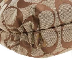 Pre Owned Coach Beige/Gold Leather And Signature Canvas Poppy Satchel