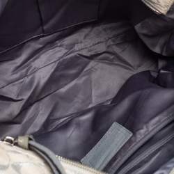 Pre Owned Coach Metallic Grey/Silver Signature Canvas and Patent Leather Tote
