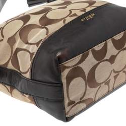 Pre Owned Coach Dark Brown/Beige Signature Canvas and Leather Legacy Hobo