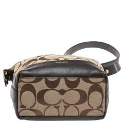 Pre Owned Coach Dark Brown/Beige Signature Canvas and Leather Legacy Hobo