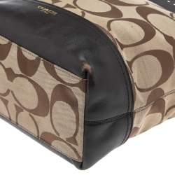 Pre Owned Coach Dark Brown/Beige Signature Canvas and Leather Legacy Hobo