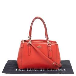 Pre Owned Coach Red Leather Mini Christie Carryall Double Zip Satchel
