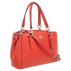 Pre Owned Coach Red Leather Mini Christie Carryall Double Zip Satchel